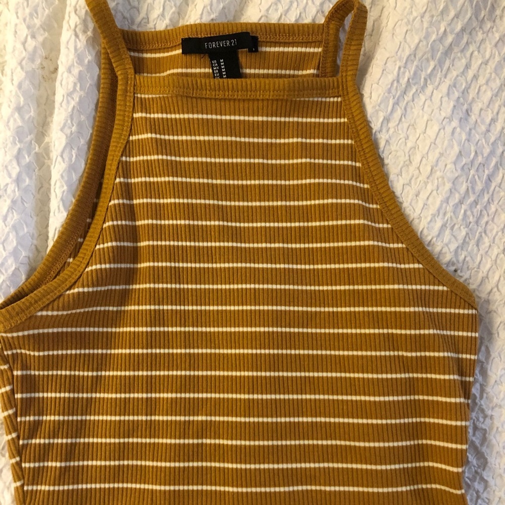 yellow and white striped halter top